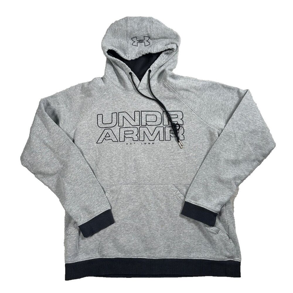 Under Armour Hoodie‎ Sweatshirt Womens Large Gray Coldgear Logo Spellout